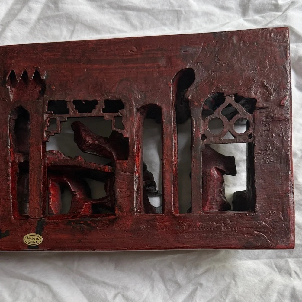 Vintage Chinese Wooden Carving High Relief 3D Art 1800s Hand Carved Wood (CB1)